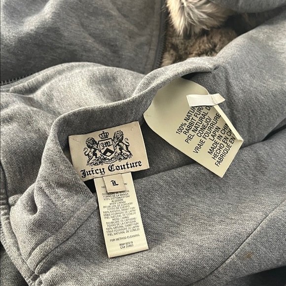 Juicy Couture Heather Gray Sweatshirt Fur Lined - Picture 3 of 13